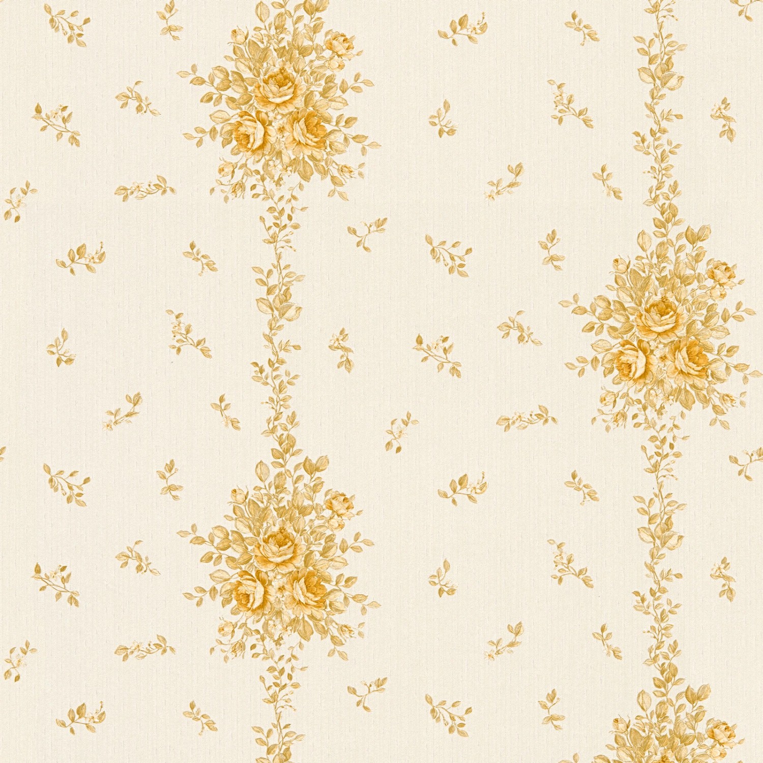 Bricoflor Vlies Blumentapete Gold Gelb Nostalgische Landhaus Tapete mit Blumen Wohnzimmer und Esszimmer Vliestapete mit Rosenmuster von Bricoflor