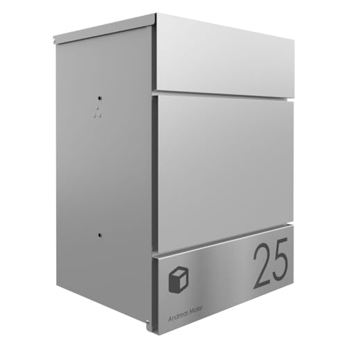 Briefkasten Manufaktur Design Aufputz Paketbox Kant Edition - Elegance 4 individuell mit Ihrem Namen & Hausnummer (RAL 9007 graualuminium) von Briefkasten Manufaktur Lippe GmbH