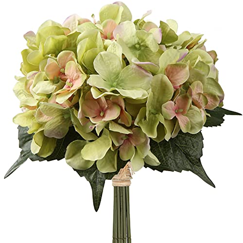 Kunstblume Hortensien Künstliche Blumen Seiden-Blumen 9 Köpfe Blumenstrauss Hortensien Bouquet für Hochzeit Home Party Tisch Küche Büro Deko von Briful