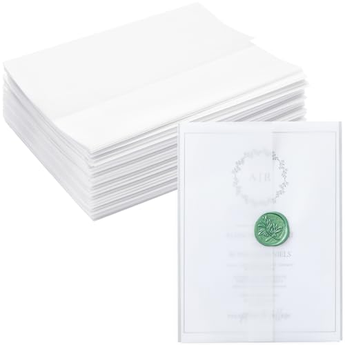 Pergamentumhüllen für 12,7 x 17,8 cm Einladungen, vorgefaltete transparente Papierumschläge für Hochzeitskarten und Scrapbooking, 100 Stück von Bright Creations