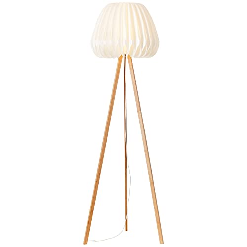 BRILLIANT Lampe, Inna Standleuchte, dreibeinig holz hell/weiß, Bambus/Kunststoff, 1x A60, E27, 60W,Normallampen (nicht enthalten) von Brilliant