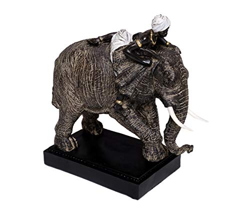 Brillibrum Design Afrikatische Dekofigur Reiter auf Elefant Safari Skulptur Elefant Zimmer Dekoration Statue Elefanten Reiter Dekofigur Mohr (Variante 2) von Brillibrum