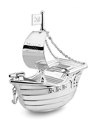 Brillibrum Design Spardose Schiff Kindersparbüchse Piratenboot Piratenschiff versilbert anlaufgeschütz Geschenkidee Metall Spardose Silber von Brillibrum