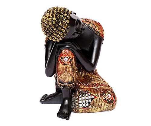 Brillibrum Design Thai Buddha Schwarz-Goldfarbene Buddha-Figur 16 cm Buddha ruhend sitzend Meditierend Dekofigur Feng Shui aus Polyresin Thai-Buddha schlafend von Brillibrum
