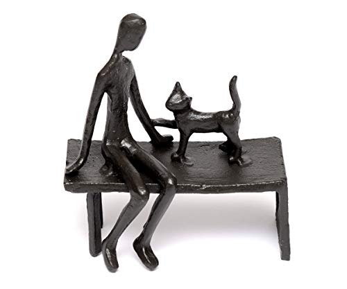 Brillibrum Design Dekofigur mit Katze Ausdrucksstarke Skulptur Gusseisen Figur kleine Tierfreund Figur Geschenk Katzen Freund 11,5 x 10,5 x 5,5 cm (Figur 1) von Brillibrum