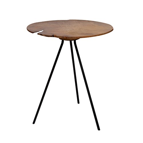 Design Beistelltisch Couchtisch Tisch Teakholz Eisen Holz Teak Rund Braun Metall Vintage Massiv Edel (Tisch - außergewöhnlich, Ø 50 cm) von Brillibrum