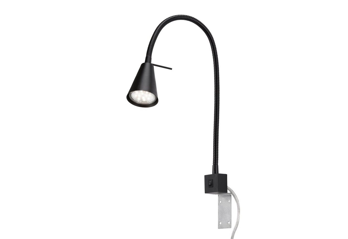 Briloner Leuchten Bettleuchte 2080-015, schwenkbar, An-/Ausschalter, versch. Befestigungsmöglichkeiten, LED wechselbar, Warmweiß, Wandlampe, 40,3x21,7cm, Schwarz, 4,7W, GU10, Innen, Wohnzimmer, Flur von Briloner Leuchten