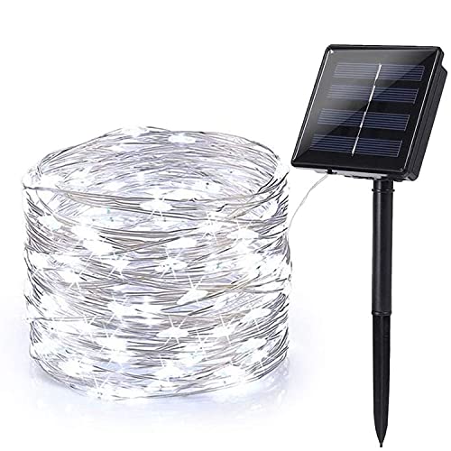 Solar Lichterkette Aussen Kaltesweiß, BrizLabs 24M 240 LED Außen Kupferdraht Lichterkette Wasserdicht 8 Modus Solarbetriebene Lichterkette für Garten Bäume Balkon Terrasse Hochzeit Weihnachten Party von BrizLabs