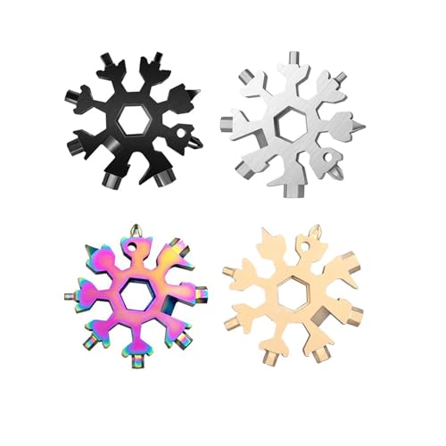 4 Stücke Snowflake Multitool, Schneeflocke Multitool aus Kohlenstoffstahl, Tragbar Multifunktionswerkzeug, Schneeflocken Multitool Langlebige, für Öffnen von Bierflaschen, Drehen von Schrauben von Brohiazao