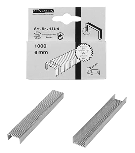 Brüder Mannesmann M 486-06 (6) Grapas pzas Ersatzklammern 6 mm für 483+484, 1000 Stück, Weiß von Brüder Mannesmann