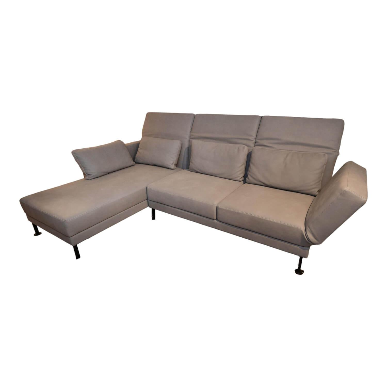 Ecksofa Moule Medium Bezug Leder Taron 5668/0095 Grau Kufen Schwarz Pulverbeschi... von Brühl