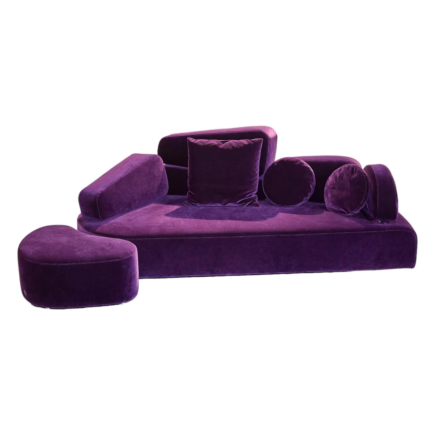 Sofa Mosspink Bezug Stoff 4473 87 Samt Lila Violett Alufuß Rund Ausrichtung Link... von Brühl