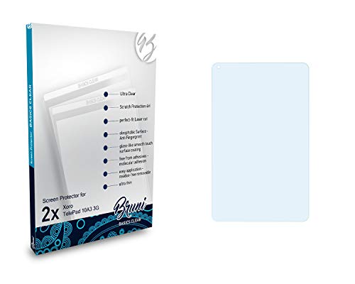 Bruni Schutzfolie kompatibel mit Xoro TelePad 10A3 3G Folie, glasklare Displayschutzfolie (2X) von Bruni
