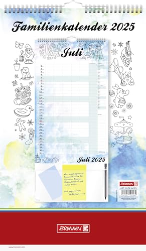 BRUNNEN Familienkalender (2025) „Aquarell“, 1 Seite = 1 Monat, 12 Blatt von Brunnen