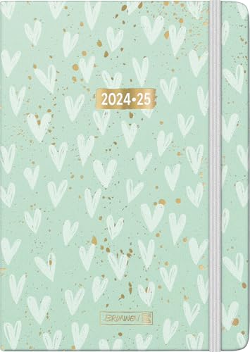 BRUNNEN Schülerkalender (2024/2025) „Hearts“, 2 Seiten = 1 Woche, A5, 208 Seiten, mint von Brunnen