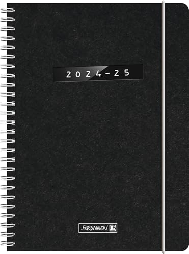 BRUNNEN Schülerkalender (2024/2025) „Monochrome“, 2 Seiten = 1 Woche, A5, 208 Seiten, schwarz von Brunnen