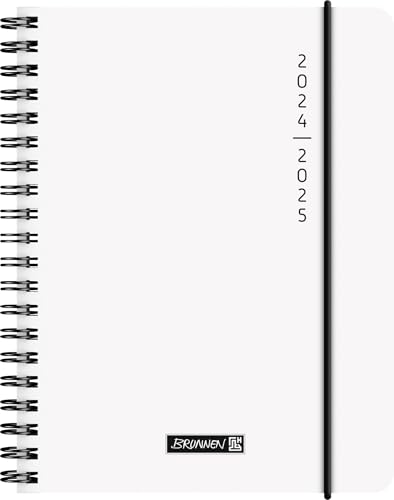 BRUNNEN Schülerkalender (2024/2025) „Plain White“, 2 Seiten = 1 Woche, A6, 208 Seiten, weiß von Brunnen