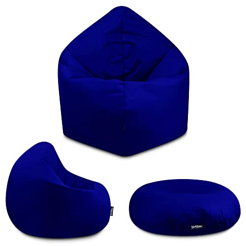 BuBiBag - 2in1 Sitzsack Bodenkissen - Outdoor Sitzsäcke Indoor Beanbag in 32 Farben und 3 Größen - Sitzkissen für Kinder und Erwachsene (100 cm Durchmesser, Marine/dunkelblau) von BuBiBag