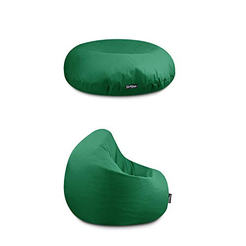 BuBiBag Beanbag Sitzkissen für Kinder & Erwachsene | Bodenkissen in 32 Farben & 3 Größen | Sitzsack für Indoor Outdoor | Wasser- & schmutzabweisend Material (Dunkelgrün-Erwachsene XL) von BuBiBag