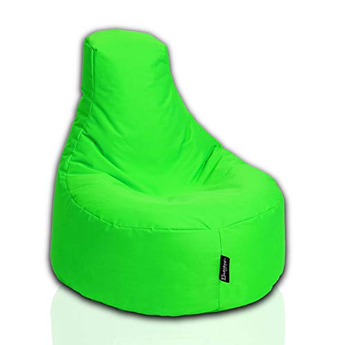 BuBiBag Gamer Sitzsack, Lounge Sessel, Gaming Sitzsäcke, Indoor & Outdoor Kissen für Kinder und Erwachsene (Neongrün;Ø:55cm) von BuBiBag