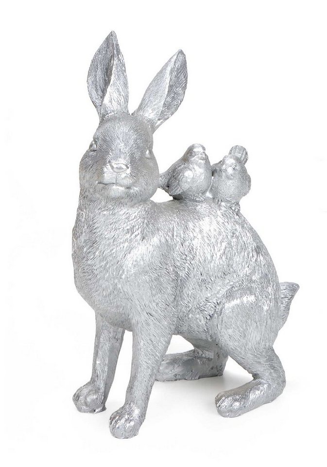 Bubble-Store Osterhase Figur (Oster Deko Figur), Osterhase mit 2 Vögelchen auf dem Rücken von Bubble-Store