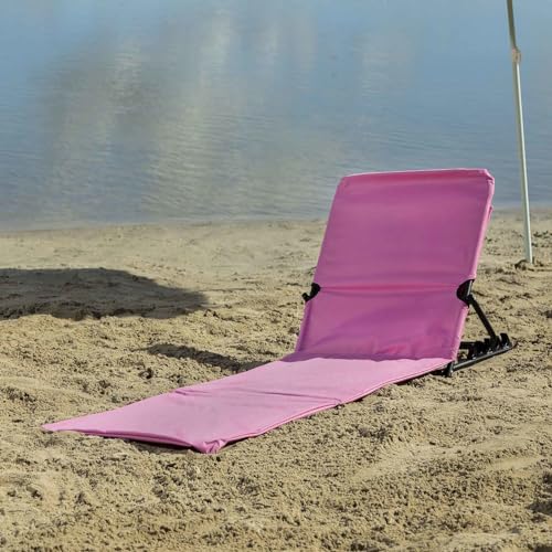 Bubble Store Strandmatte gepolstert, mit 5-Fach Verstellbarer Rückenlehne, Strandliege faltbar mit praktischen Tragegriff, Rückenlehne mit 2 Taschen für Kleinutensilien (Pink) von Bubble Store