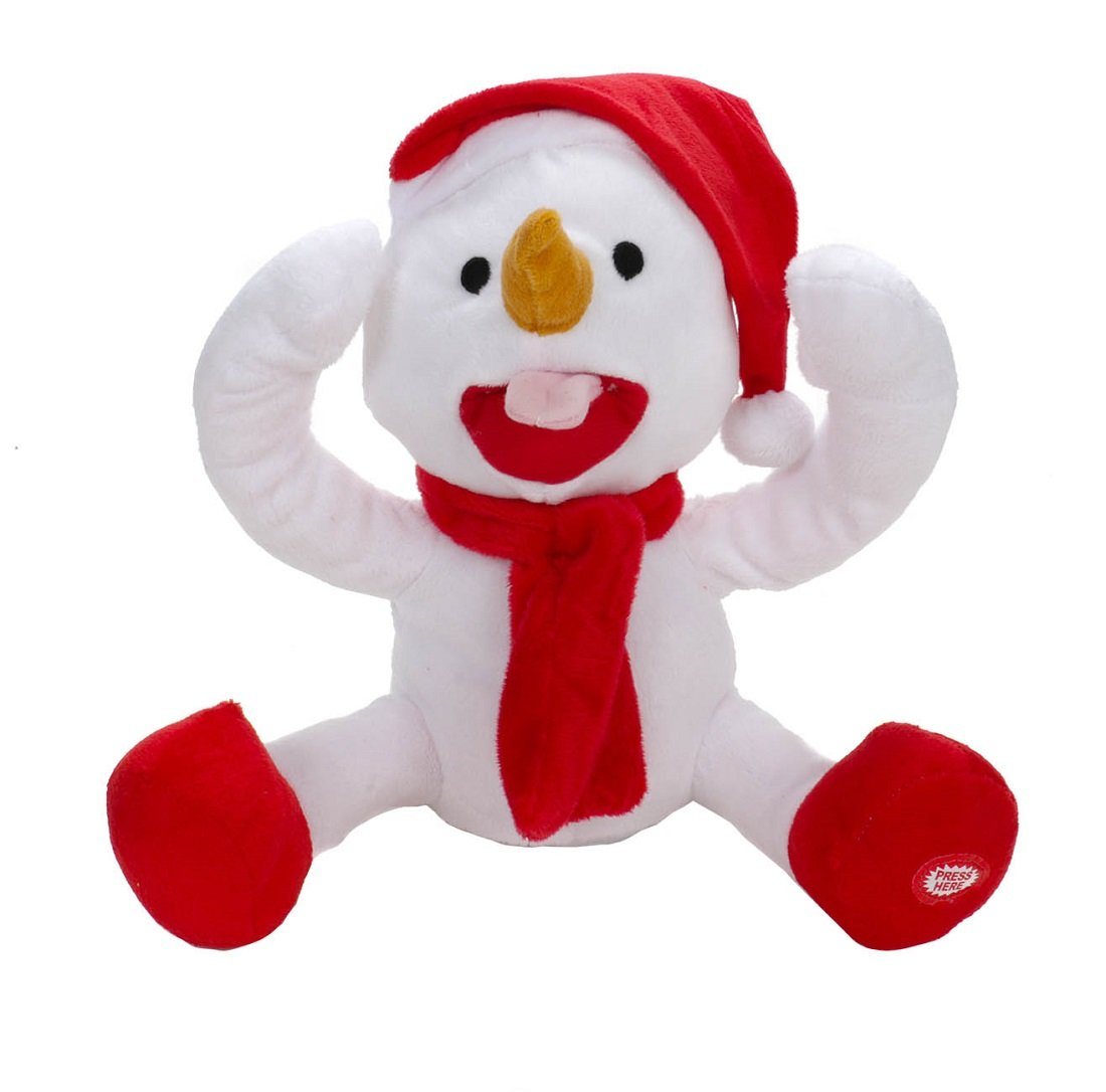 Bubble-Store Weihnachtsfigur Lustige Weihnachtsfigur mit Bewegung und Ton, spielt auf Knopfdruck (Schneemann mit rausgestreckter Wackelzunge, während die Hände vor die Augen und zurück gehen), Schneemann Figur mit Jingle Bells Musik von Bubble-Store