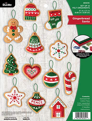 Bucilla Felt Ornaments Applique Kit Set Of 12-Gingerbread Santa von Bucilla