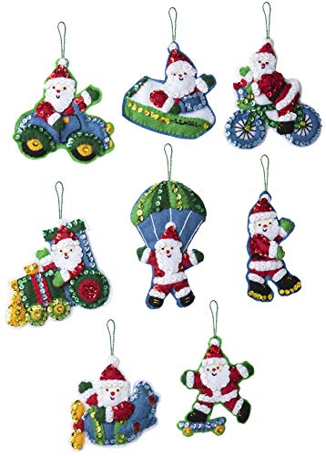 Bucilla Felt Ornaments Applique Kit Set Of 8-Santa On The Go von Bucilla