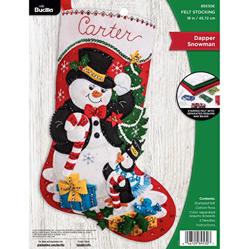 Bucilla Felt Stocking Applique Kit 18" Long-Dapper Snowman -89530E von Bucilla