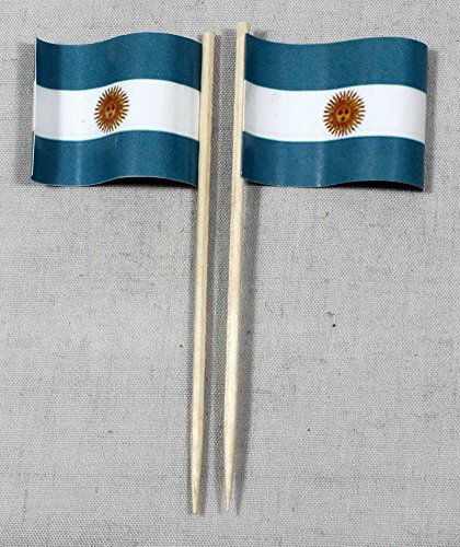 Argentinien Flaggen Picker Party Zahnstocher Papierfähnchen in Profiqualität 50 Stück Beutel Offsetdruck Riesenauswahl von Buddel-Bini