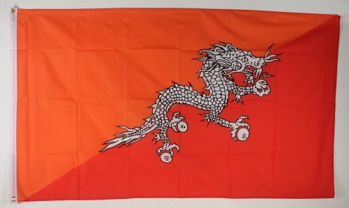 Buddel-Bini Flagge Fahne ca. 90x150 cm : Bhutan Buthan Nationalflagge Nationalfahne von Buddel-Bini