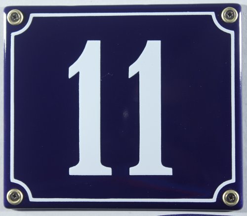 Buddel-Bini Wetterfestes Emaille Hausnummernschild Nr. 11 blau/weiß 14x12 cm sofort lieferbar von Buddel-Bini