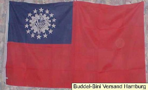 Buddel-Bini Flagge Fahne ca. 90x150 cm : Myanmar Birma Burma Nationalflagge Nationalfahne von Buddel-Bini