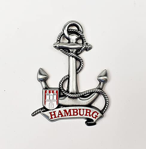 Magnet Anker Tau Silber ROT Titan Hamburg Banderole Wappen Souvenir Mitbringsel Geschenk Deko von Buddel-Bini