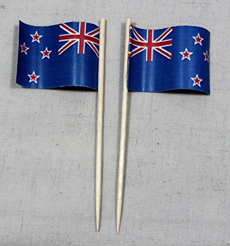Neuseeland Flaggen Picker Party Zahnstocher Papierfähnchen in Profiqualität 50 Stück Beutel Offsetdruck Riesenauswahl von Buddel-Bini