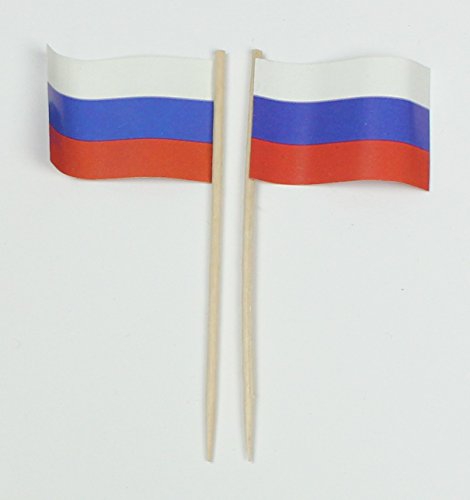 Russland Flaggen Picker Party Zahnstocher Papierfähnchen in Profiqualität 50 Stück Beutel Offsetdruck Riesenauswahl von Buddel-Bini