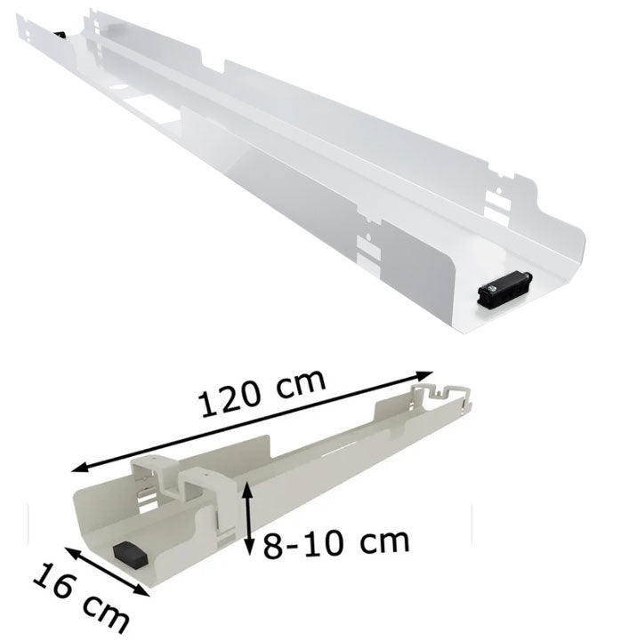 Kabelkanal Kabelwanne für Schreibtischplatten bis zu 200 cm Länge - Farbe Weiß - Beidseitig Abklappbar auf Rechnung kaufen von Büromöbel Plus
