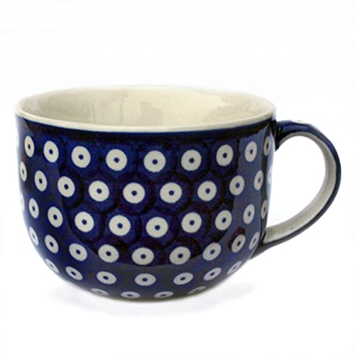 Bunzlauer Keramik Manufaktura Milchkaffeetasse (450 ml, Dekor Blau-Auge) von Bunzlauer keramik