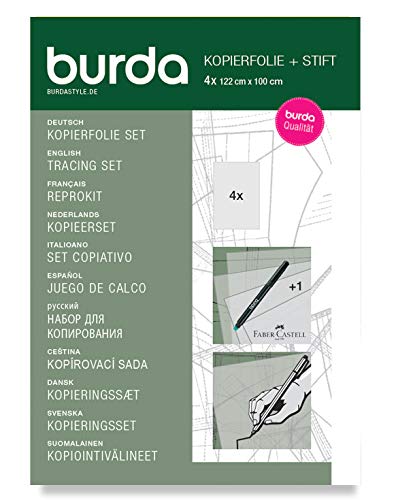 Burda Style Kopierset: Kopierfolie und Stift | Zum Abpausen | 4 Blätter 122 x 100 cm, Einheitsgröße von Burda