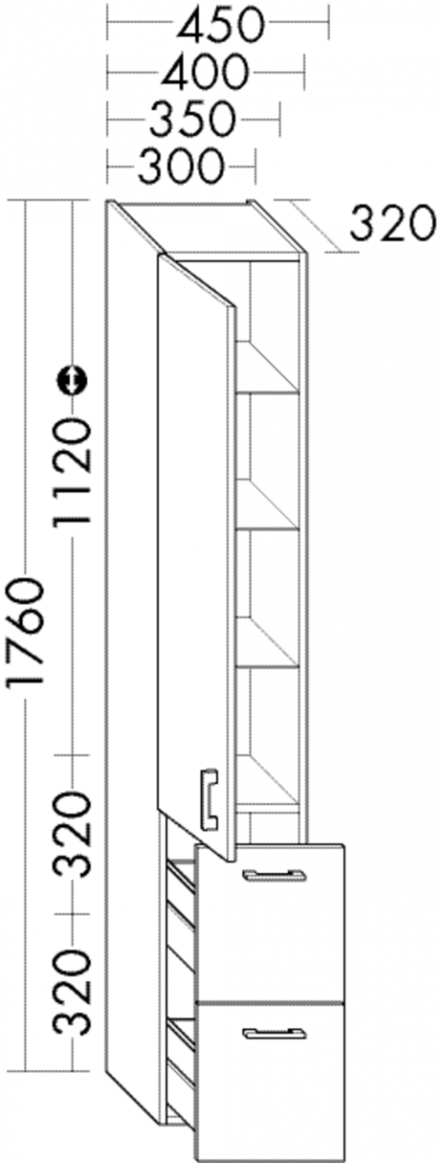 Burgbad Hochschrank Sys30 PG1 1760x350x320 Tectona Dekor Zimt, HSBC035LF3423 HSBC035LF3423 von Burgbad