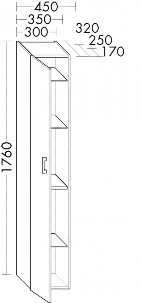 Burgbad Hochschrank Sys30 PG2 1760x350x170 Hacienda Schwarz Rahmen, HSF3520RF2233 HSF3520RF2233 von Burgbad