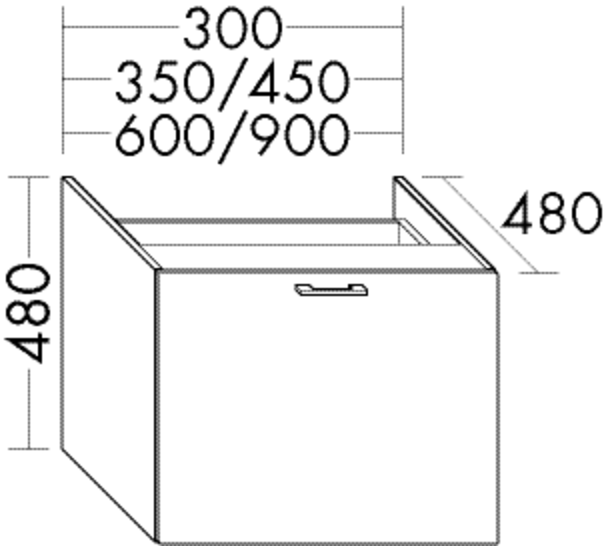 Burgbad Unterschrank Sys30 PG3 480x450x480 Hellrot Matt, WUGS045F3353 WUGS045F3353 von Burgbad