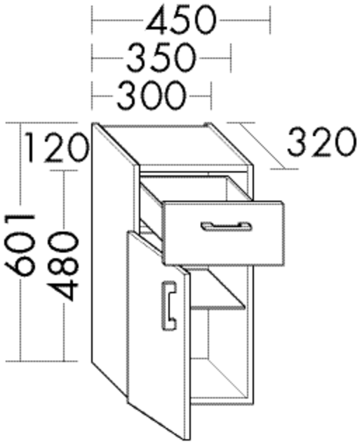 Burgbad Unterschrank Sys30 PG4 601x300x320 Eiche Tabak, U3055RF3448 U3055RF3448 von Burgbad