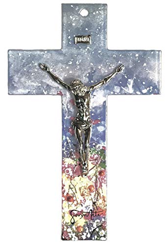 Butzon & Bercker Kruzifix Jesus Christus Murano Glaskreuz 26 cm mit Metall Corpus Wandkreuz von Butzon & Bercker