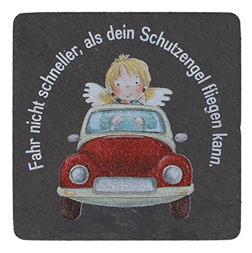 Schiefer-Magnet mit schönem Motiv, Kühlschrank-Magnet, kleines Geschenk; Maße 5 x 5 cm (Rund (Christophorus)) von Butzon & Bercker