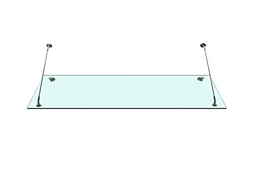 BuyLando-Shop Vordach Glasvordach Türvordach Verbundsicherheitsglas Klarglas VSG Edelstahl (120x90cm (2x Stb-Halterung)) von BuyLando