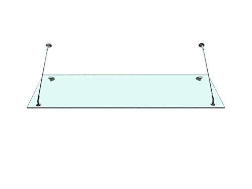 BuyLando-Shop Vordach Glasvordach Türvordach Verbundsicherheitsglas Klarglas VSG Edelstahl (130x90cm (2x Stb-Halterung)) von BuyLando