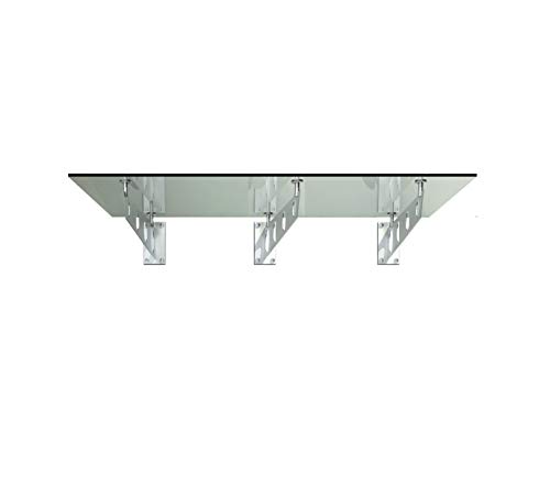 BuyLando-Shop Vordach Glasvordach Türvordach Verbundsicherheitsglas Klarglas VSG Edelstahl (230x90cm (3x S4-Halterung)) von BuyLando