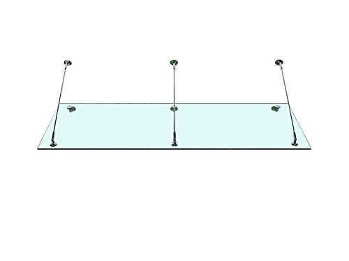 BuyLando-Shop Vordach Glasvordach Türvordach Verbundsicherheitsglas Klarglas VSG Edelstahl (230x90cm (3x Stb-Halterung)) von BuyLando